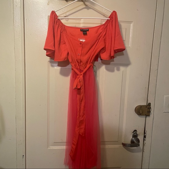 Orange Off Shoulder Top with Tulle Bottom NWOT - Picture 2 of 6